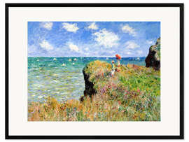 Impression artistique encadrée  Promenade sur la falaise, Pourville - Claude Monet