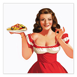 Poster  Jeune fille à la pizza - Tanja Doronina