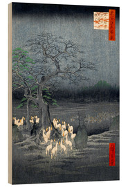 Tableau en bois  Rencontre des renards à Oji - Utagawa Hiroshige