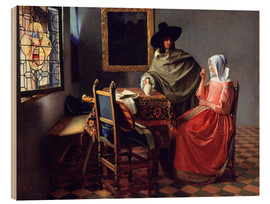 Tableau en bois  Le Verre de vin - Jan Vermeer