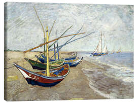 Tableau sur toile  Bateaux de pêche sur la plage des Saintes-Maries-de-la-Mer - Vincent van Gogh