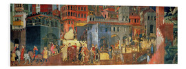Tableau en PVC  Effets du bon gouvernement dans la ville II - Ambrogio Lorenzetti