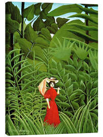 Tableau sur toile  Woman in red in forest - Henri Rousseau