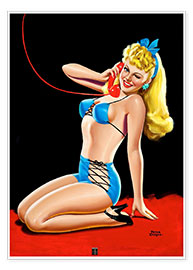 Poster  Pin Up in Blue Bikini - Peter Driben