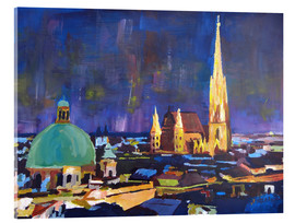 Tableau en verre acrylique  Vienna Skyline at Night with St Stephan - M. Bleichner