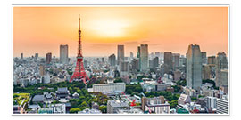 Poster Vue sur Tokyo au coucher du soleil 