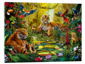 Tableau en verre acrylique  Tiger Family in the Jungle - Jan Patrik Krasny