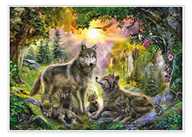 Poster  Famille de loup en automne - Jan Patrik Krasny