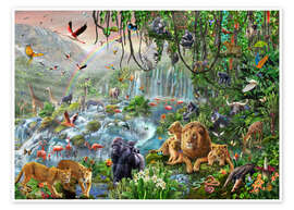 Poster Cascade dans la jungle