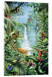 Tableau en verre acrylique  Forêt tropicale et ses habitants - Gareth Williams