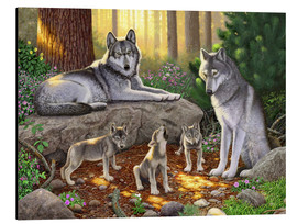 Tableau en aluminium  Une famille de loups - Chris Hiett