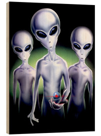 Tableau en bois  Trois extraterrestres - Area 51
