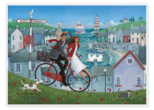 Poster Vélo au bord de la mer
