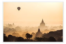Poster  Montgolfière survolant Bagan, Myanmar - Matteo Colombo