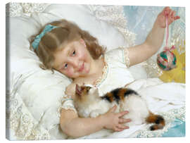Tableau sur toile  Little girl with kitten - Emile Munier