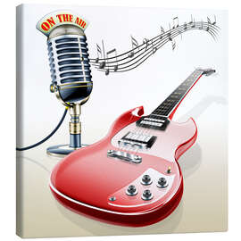 Tableau sur toile  Guitare électrique avec microphone et notes de musique - Kalle60