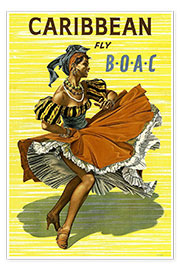 Poster  Caribbean Fly BOAC - Vintage Travel Collection