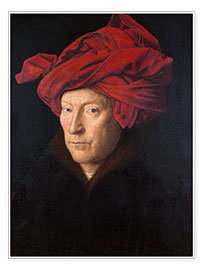 Poster  Homme au turban rouge - Jan van Eyck