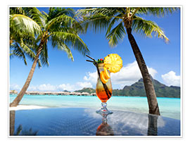 Poster  Cocktail sur la plage de Bora Bora en Polynésie française - Jan Christopher Becke