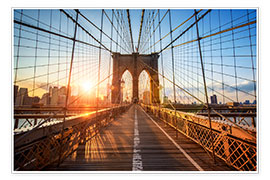Poster  Pont de Brooklyn à New York au lever du soleil - Jan Christopher Becke