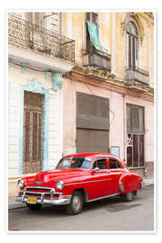 Poster  Voiture ancienne rouge à La Havane - Lee Frost