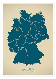 Poster Carte moderne de l'Allemagne