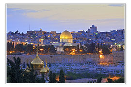 Poster  Jérusalem avec le Dôme du Rocher - Neil Farrin