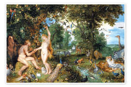 Poster Le Jardin d'Eden avec la chute de l'homme