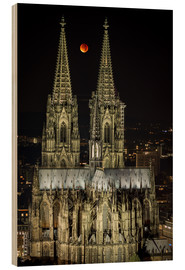 Tableau en bois  Lune rouge brillant sur la cathédrale de Cologne - rclassen