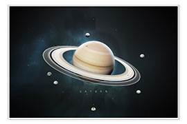 Poster  Système solaire, Saturne (anglais) - Tobias Roetsch