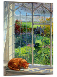 Tableau en verre acrylique  Un chat près de la fenêtre en été - Timothy Easton