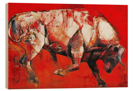 Tableau en bois  Le taureau blanc - Mark Adlington