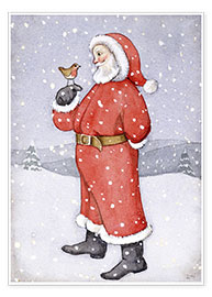 Poster  Le Père Noël et un rouge-gorge - Lavinia Hamer
