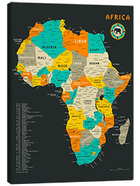 Tableau sur toile  Carte de l'Afrique (anglais) - Jazzberry Blue