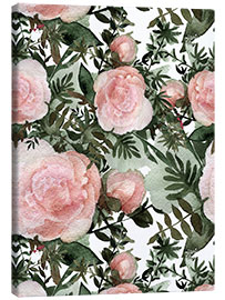 Tableau sur toile  Pivoines roses texturées