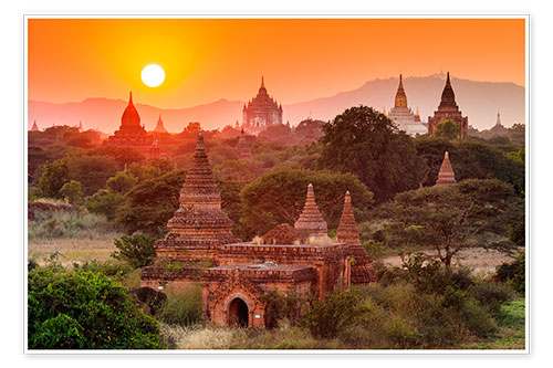 Poster Temple de Bagan au coucher du soleil