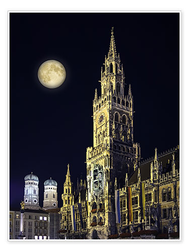 Poster Scène nocturne de la mairie de Munich