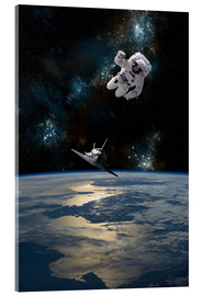 Tableau en verre acrylique  Astronaute à la dérive dans l'espace - Marc Ward