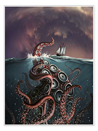 Poster Une représentation fantastique du légendaire Kraken