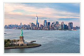 Poster  La statue de la Liberté et du World Trade Center, New York - Matteo Colombo