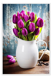 Poster  Tulipes dans une carafe en émail
