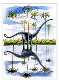 Poster  Alamosaurus sous les palmiers