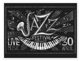 Poster  Jazz Festival sur tableau noir