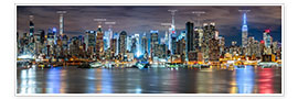Poster  New York - Manhattan Skyline (with captions) - Sascha Kilmer