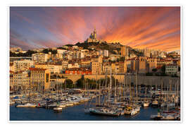 Poster Coucher de soleil à Marseille 