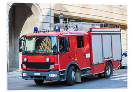 Tableau en PVC  Camion de pompier en service