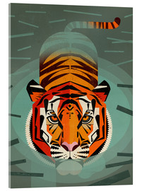 Tableau en verre acrylique  Tigre nageur - Dieter Braun