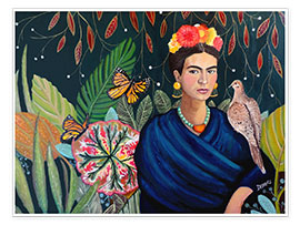 Poster  Frida Kahlo au pigeon - Sylvie Demers