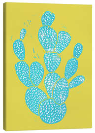 Tableau sur toile  Linogravure Cactus - Désert bleu - Bianca Green