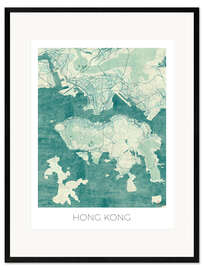 Impression artistique encadrée  Carte de Hong Kong - Hubert Roguski